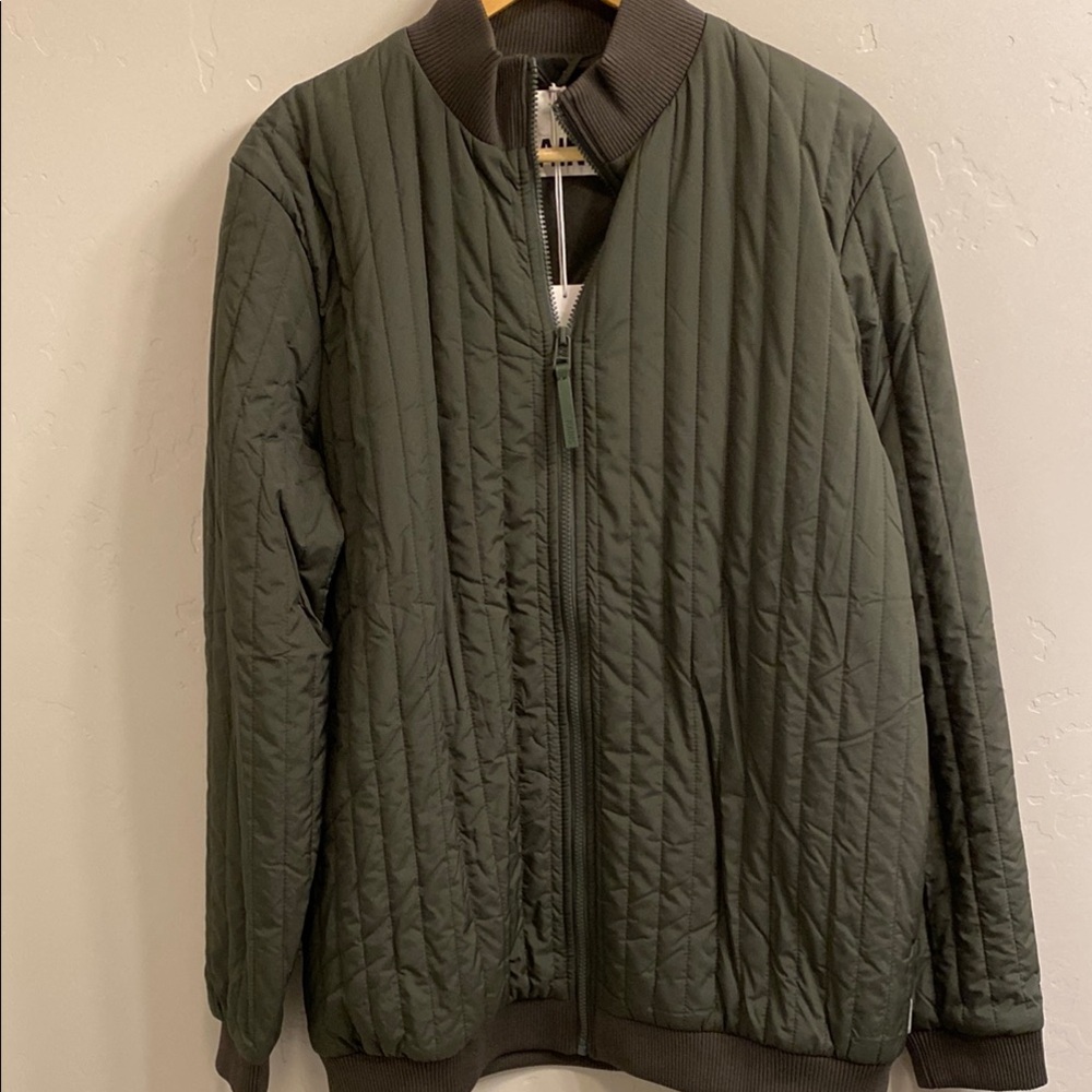 RAINS Men’s size XL Green Liner Padded Quilted High Neck Jacket
